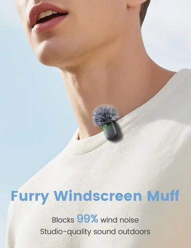 Miniatura 8 de Mini micrófono de solapa inalámbrico para iPhone y Android, micrófonos de clip dual con funda de carga de 30 horas, cancelación de ruido