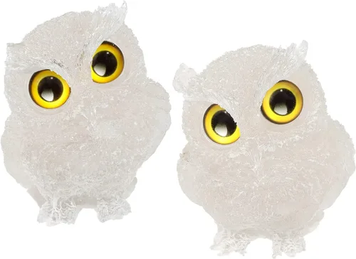 Miniatura 17 de TUMBEELLUWA Juego de 2 mini adornos de figura de búho de cristal de amatista, estatuas decorativas de búho de resina para mesa de oficina en casa