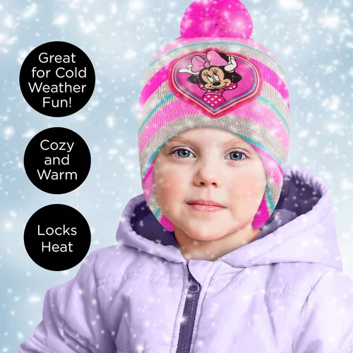 Miniatura 7 de Disney Conjunto de gorro y guantes de invierno para niñas de 2 a 4 años o gorro de Minnie Mouse y guantes para niños de 4 a 7 años