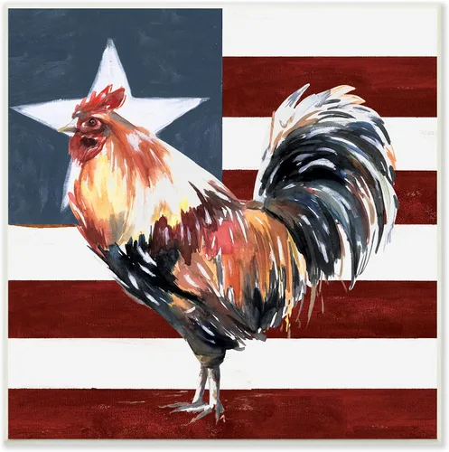 Miniatura 11 de Stupell Industries Bandera Americana Rooster de Estados Unidos, diseño de White Ladder