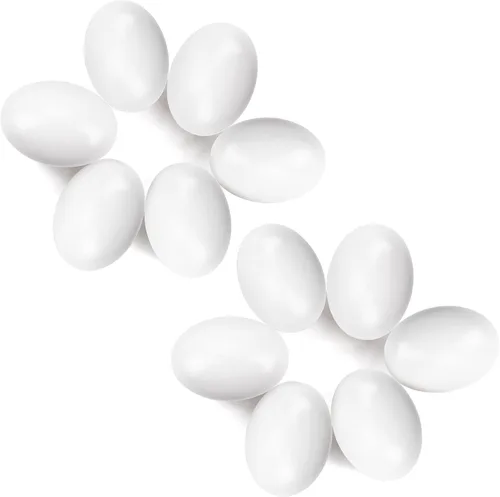 Miniatura 10 de YunKo Huevos de Pascua de madera, 6 piezas de huevos falsos para gallinero, huevos de Pascua para manualidades, huevos de nido marrón para poner