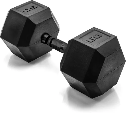 Miniatura 98 de CAP Barbell Peso de la mancuerna hexagonal recubierta, individual, 10-120 libras, múltiples opciones