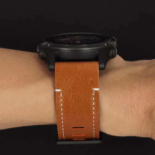 Miniatura 5 de Abanen Correas de reloj de cuero de ajuste rápido de 1.024 in para Garmin epix Pro de 2.008 in, Fenix 7X, Fenix 6X, Fenix 5X, fibra de cuero