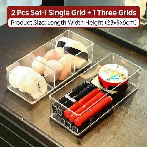 Miniatura 4 de WECHENG Organizador de maquillaje acrílico: organizador de baño para encimera, organizador de cosméticos apilable para tocador, escritorio, cocina