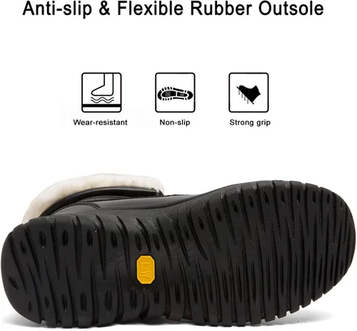 Miniatura 6 de Botas de invierno para mujer, impermeables, cálidas, con forro de piel sintética, botas de nieve para mujer, botas de nieve a la moda, botas de pato