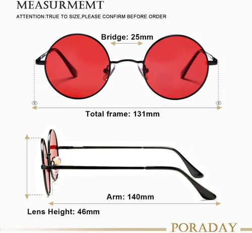 Miniatura 7 de PORADAY Circle Lennon - Gafas de sol polarizadas redondas retro, estilo hippie, gafas de sol de círculo pequeño