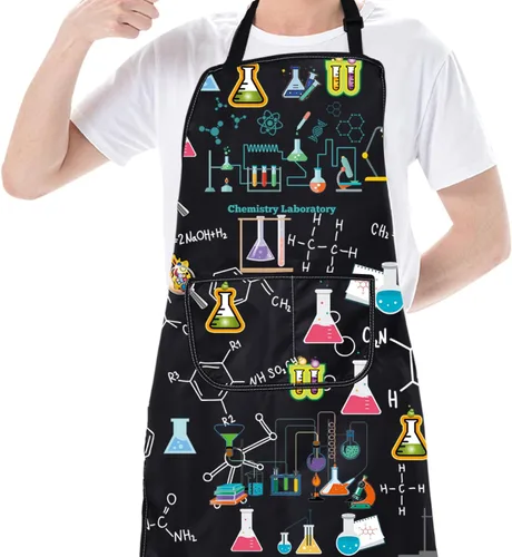Miniatura 5 de CMNIM Delantal de laboratorio de química, regalos de química para profesores, estudiantes, delantal de laboratorio de química con bolsillos, regalos