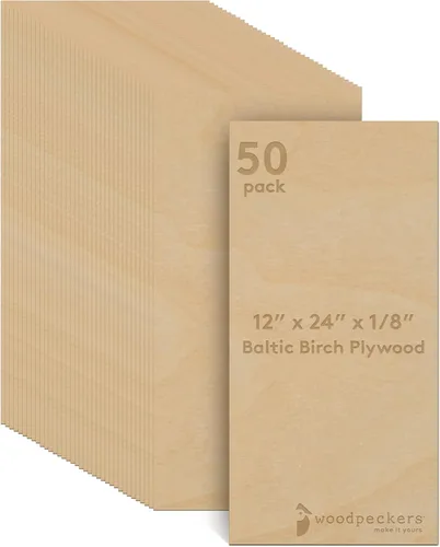 Miniatura 19 de Woodpeckers - Madera contrachapada de abedul báltico, 1/8 x 12 x 20 pulgadas, paquete de 50 hojas de abedul báltico de grado B/BB, perfectas