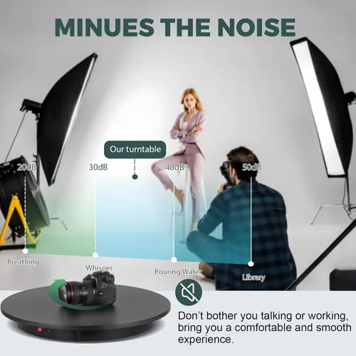 Miniatura 5 de Tocadiscos grandes para fotografía de 24 pulgadas/330 libras con control remoto Motorized Rotating Display Stand 360 Degree Electric Turntable