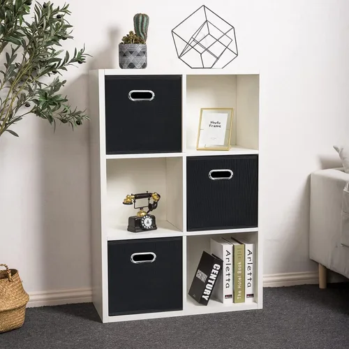 Miniatura 3 de STOREONE Contenedores organizadores de 13 pulgadas, cubo de almacenamiento de tela negra, cesta de almacenamiento plegable con asas dobles y cajas