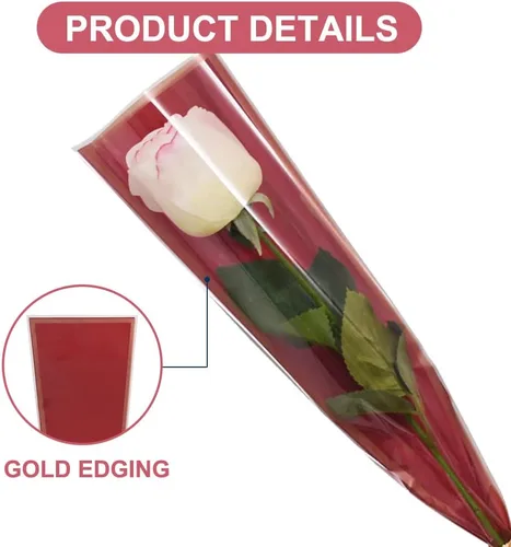 Miniatura 3 de BEISHIDA 50 bolsas de plástico para envolver flores de celofán, para suministros de ramo de floristería, Día de la Madre, Día de San Valentín