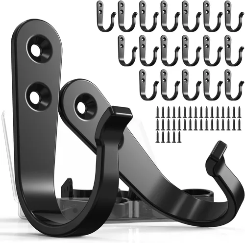Miniatura 9 de BREYDROK Paquete de 6 Ganchos Resistentes para Abrigos para Montaje en Pared - Ganchos Duraderos Montados en Pared para Colgar Abrigos, Mochilas y 6