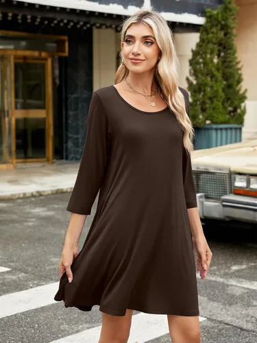 Miniatura 5 de BELAROI Vestido informal acampanado suelto de manga 34 para mujer