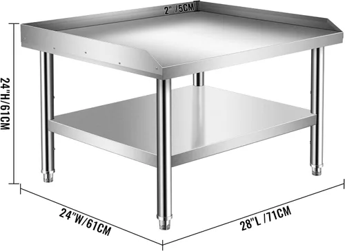 Miniatura 2 de Soporte para parrilla de 24 x 28 x 24 pulgadas, mesa de acero inoxidable con estante inferior de almacenamiento ajustable, soporte