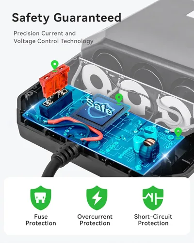 Miniatura 4 de Anyongora Divisor de encendedor de cigarrillos 7 en 1, adaptador de cargador de coche de 120 W, 12 V/24 V, 3 enchufes e interruptores