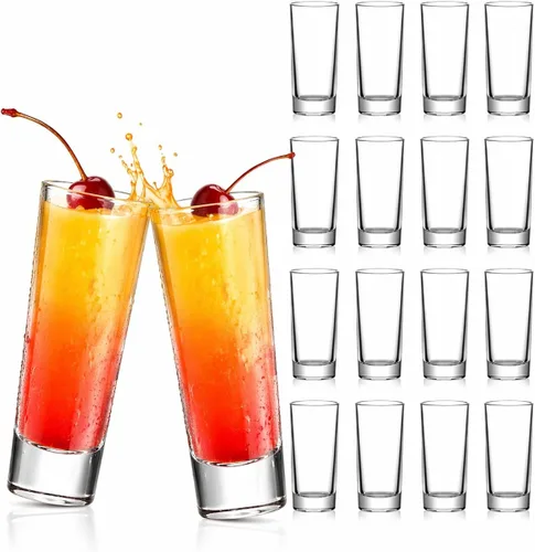 Vasos de chupito de 2 onzas de alto, paquete de 18 vasos transparentes de 3.9 pulgadas para whisky, tequila, vodka, espresso, vasos de chupito de
