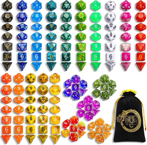 Miniatura 20 de CiaraQ Juego de dados poliédricos - Dados para juegos de rol DND para Calabozos y Dragones, juego de mesa RPG, doble color, 35 piezas