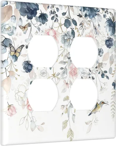 Miniatura 127 de Decorative Outlet Covers Blue Background White Cat Daisy Floral 2-Gang 1-Gang Wall Plate Single Toggle/Rocker Farmhouse Style Light Switch Covers