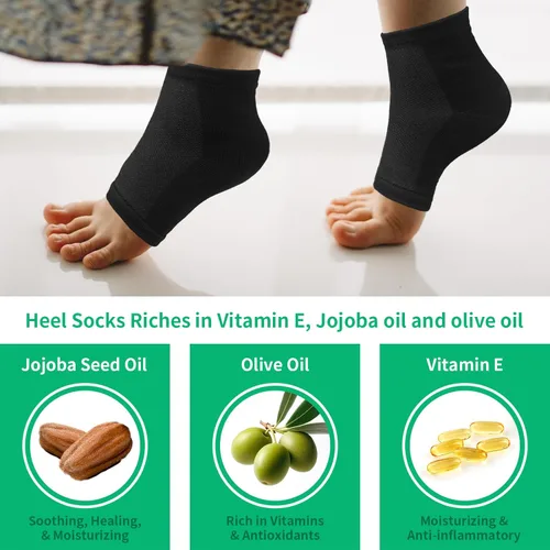 Miniatura 4 de Ohtomber 5 pares de calcetines de reparación de tratamiento de talón agrietado - Ohtomber 5 pares de gel de silicona para el cuidado de los pies