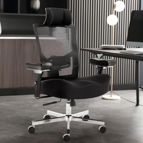 Miniatura 2 de Silla de oficina grande y alta de 600 libras, silla de escritorio ergonómica de malla transpirable de gran tamaño con cojín de asiento grueso