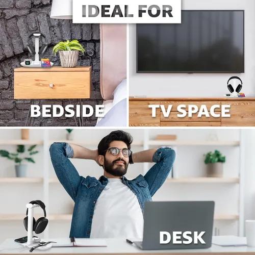 Miniatura 3 de Cargador inalámbrico 4 en 1 con soporte para auriculares para iPhone 17 16 15 14 13 12 Pro Max, Apple Watch 11 10 Ultra SE, AirPods Max 4 y Samsung