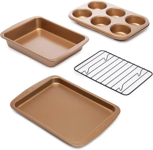 Miniatura 13 de Ecolution Juego de utensilios antiadherentes para horno tostador de 4 piezas, acero al carbono, fácil de limpiar y perfecto para porciones Gris