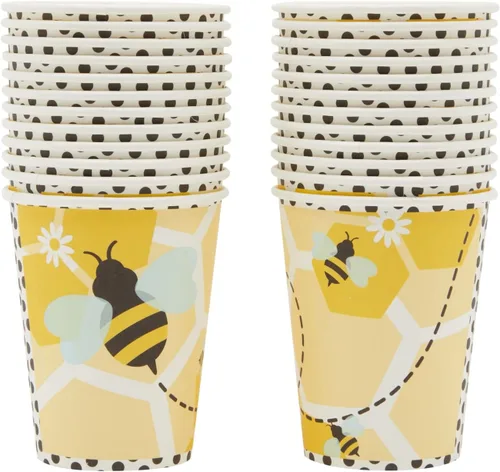Miniatura 6 de BLUE PANDA Bumble Bee - Juego de 144 piezas, negro dorado y blanco, decoración de fiesta temática de abejas y platos desechables, tazas