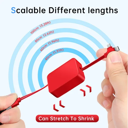 Miniatura 4 de Gartmost 6 unidades 3 en 1 retráctiles múltiples cargadores rápidos Cable a granel (3.28 pies) con USB C/Micro USB/L y soporte para teléfono