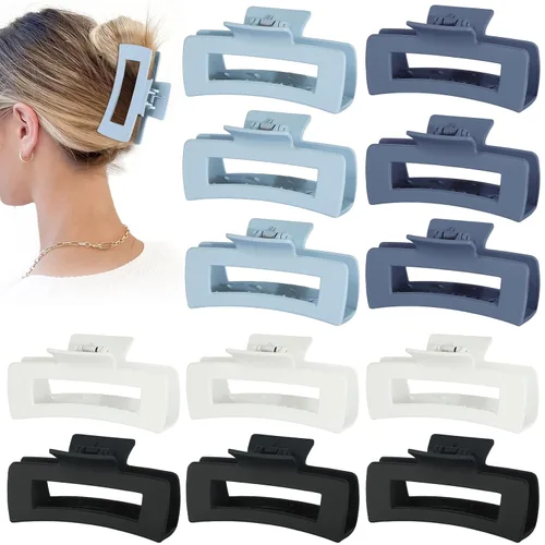 Miniatura 14 de Sisiaipu Accesorios para el cabello grandes de 4.1 pulgadas, 12 pinzas cuadradas grandes para cabello grueso, clips a granel jumbo para mujeres