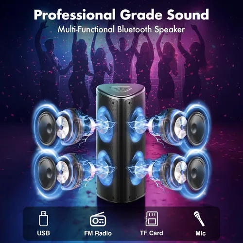 Miniatura 3 de Fisher Altavoces Bluetooth portátiles, altavoces estéreo, sistema inalámbrico Bluetooth, triángulo cuádruple de 6.5 pulgadas, doble potencia máxima