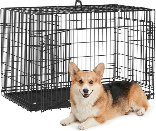 Miniatura 17 de Jaula negra para perros de 42 pulgadas, grande, XXL, plegable para perros grandes, jaulas de alambre de metal, jaula de segregación de animales
