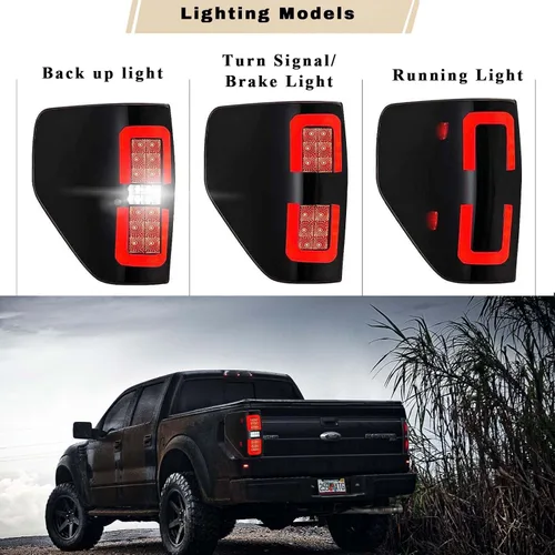 Miniatura 2 de Luces traseras LED para Ford F150 2009-2014, diseño LED completo, luces traseras ahumadas, carcasa negra, luces de marcha atrás, lado del conductor