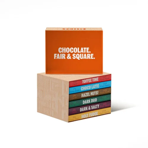 TCHO Caja de regalo de chocolate oscuro y con leche, barras de chocolate negro y avena con leche de anacardo, a base de plantas, orgánico y de