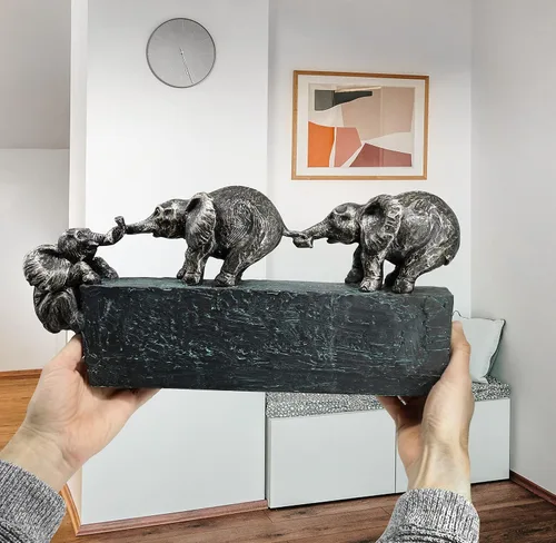 Miniatura 2 de Vaudagio Escultura "Family Ties" - Símbolo atemporal de la unión familiar y del equipo - Adorno de 17 pulgadas de largo - Estatua de elefante como