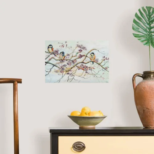 Miniatura 4 de Vinilo decorativo para pared, diseño de pájaros en flor de cerezo