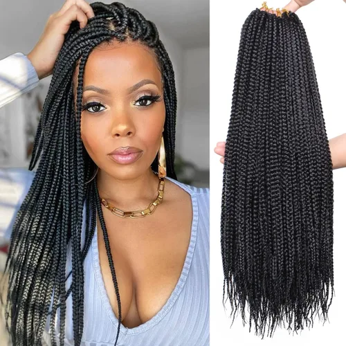Miniatura 16 de XTREND 10 Pulgadas 6 Paquetes Trenzas de Caja de Ganchillo Cabello Pre-anudado Sin Nudos Bobo Trenzas de Caja 3X Extensiones de Cabello Trenzado 1b#