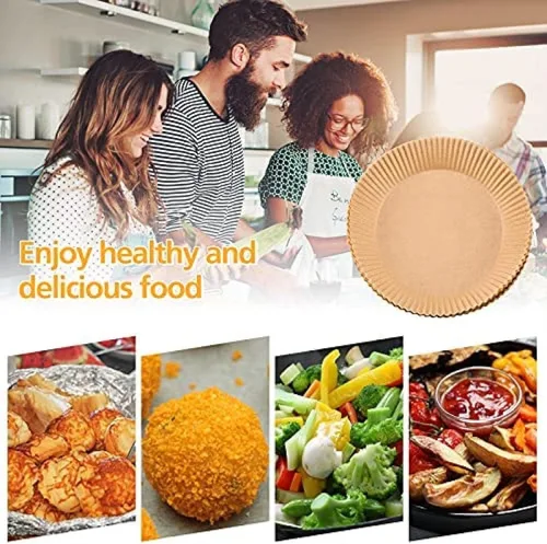 Miniatura 6 de 200 PCS Air Fryer Parchment Paper Liners Non-Stick Disposable Basket Unperforated Round for Baking Roasting Microwave (6.3 Inches, Natural) Natural