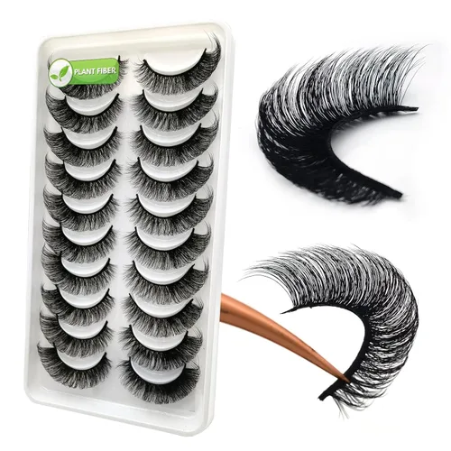 Miniatura 91 de 10 pares de pestañas rusas 3D voluminosas, con curvatura DD, pestañas postizas de visón sintético, pestañas de 19/32 de pulgada que parecen S09