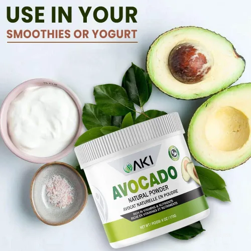 Miniatura 4 de AKI Superalimento en polvo de aguacate (6 onzas), rico en nutrientes, vitaminas, omega 3 y antioxidantes, ideal para batidos, yogur o paletas
