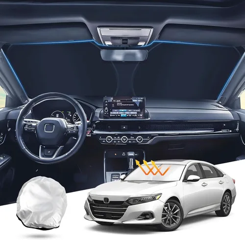 Miniatura 14 de T TGBROS Parasol para parabrisas para Honda Civic 2022-2025 2026, parasol grueso con bloqueo UV y opaca, para privacidad, plegables, 8 accesorios