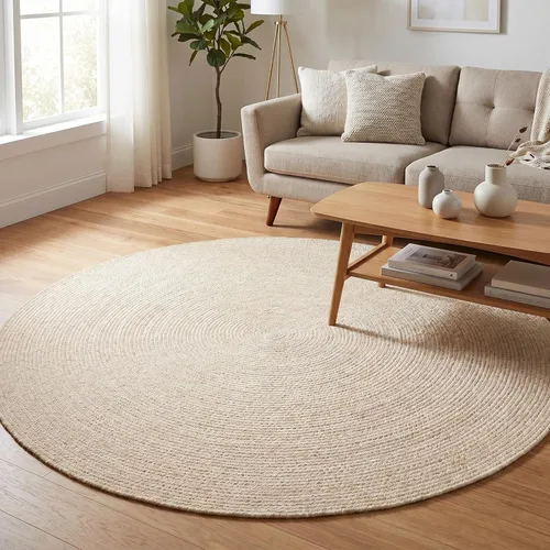 Miniatura 33 de Super Area Rugs Alfombra trenzada beige para cocina de campo, alfombra trenzada duradera para entrada/vestíbulo, ovalada, 3 x 5 pies