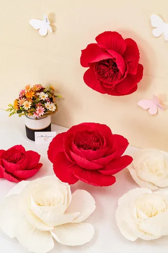 Miniatura 9 de Decoración de flores de papel crepé para pared, flores para decoración de boda, decoración de fondo de flores, baby shower, fiesta de cumpleaños
