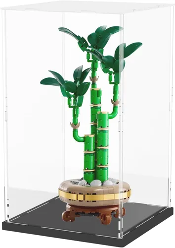 DuvinDD Vitrina de acrílico para Lego Flowers Plum Blossom 10369 Lego Botanicals Lucky Bamboo 10344 Coleccionables, caja de exhibición transparente,
