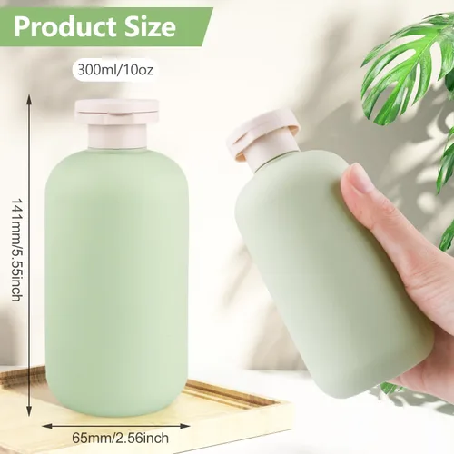 Miniatura 2 de 5 botellas de plástico de 10.1 fl oz/10 oz para loción de viaje, recipientes recargables con tapa abatible para artículos de tocador, cremas