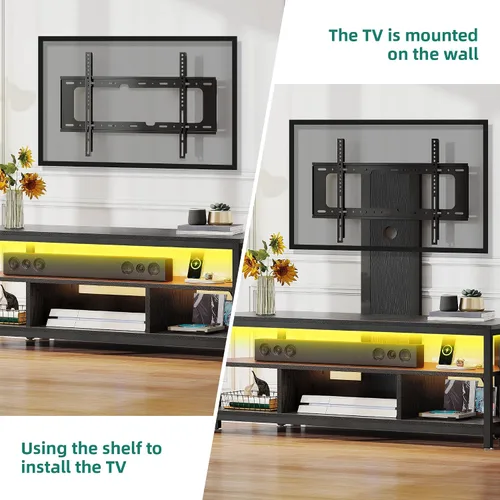 Miniatura 6 de YITAHOME Soporte de TV negro con montaje, soporte de TV moderno para TV LED de 70/65 pulgadas, centro de entretenimiento con montaje ajustable