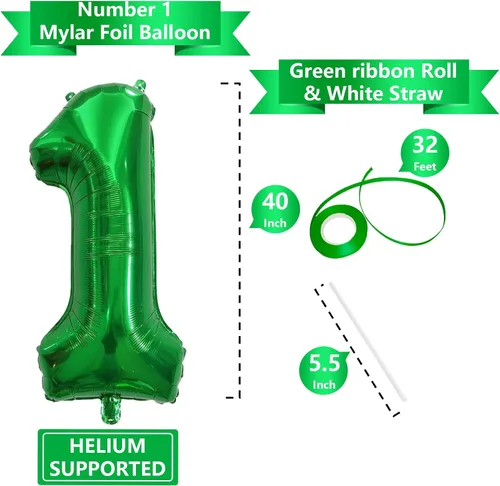 Miniatura 3 de Globos de números verde oscuro de 40 pulgadas, globos de aluminio de Mylar con helio para cumpleaños, globo número 1 para decoración de fiestas