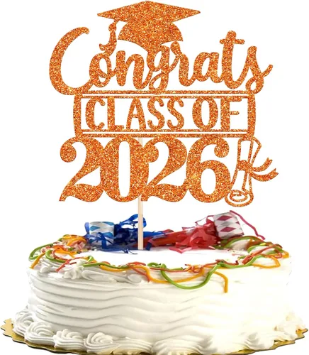 Miniatura 14 de Rsstarxi 1 paquete de 2026 con tapa de graduación 2026, decoración de pastel de felicitaciones graduadas para decoración de fiesta de graduación