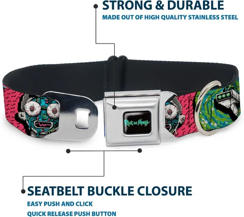 Miniatura 4 de Buckle-Down Collar de perro Hebilla de cinturón de seguridad Rick y Morty Circuito enfrenta Portal Gun 9 a 15 pulgadas 1.0 pulgadas de ancho