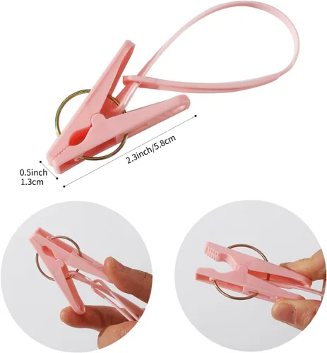 Miniatura 4 de Paquete de 24 Pinzas de Ropa de Plástico Resistentes para Exteriores para Colgar Ropa, Mini Pinzas para Ropa con Cuerda para Colgar, Perchas