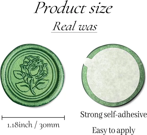 Miniatura 2 de 25 Calcomanías para Sellos de Cera Hechas a Mano, Sellos para Sobres, Calcomanías de Cera Autoadhesivas para Invitaciones de Bodas y Fiestas, Verde